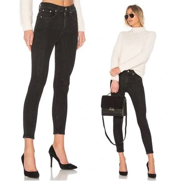 Rag & Bone High Rise Ankle Skinny Denim Jeans in Faded Black, Size 29‎ - Picture 7 of 13